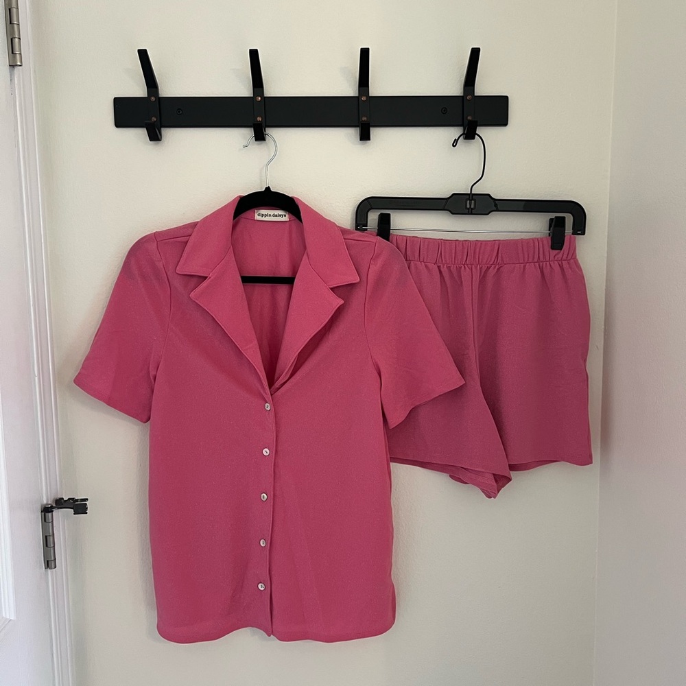 Dippin Daisys pink shorts pajama set